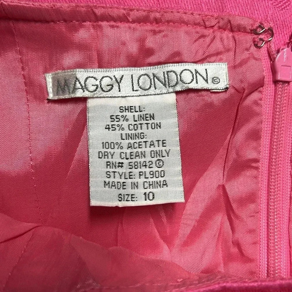 Maggy London Pink Linen/Cotton Blend Dress Size 10 - Picture 5 of 5